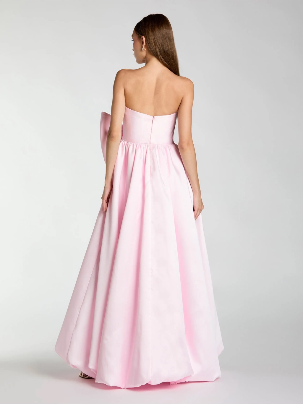 Mac Duggal 21245 Light Pink Mikado Strapless Bubble Hem Ball Gown With Bow Sz 10 — image 3 of 8